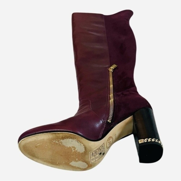 Michael Kors Sabrina Burgundy Leather Over-the-Knee Boots Size 5.5 - Picture 10 of 11